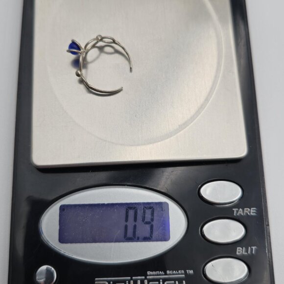 Size 5 Sterling Silver Handmade Blue Cat's Eye Stone Toe Ring A2881 - Picture 7 of 7